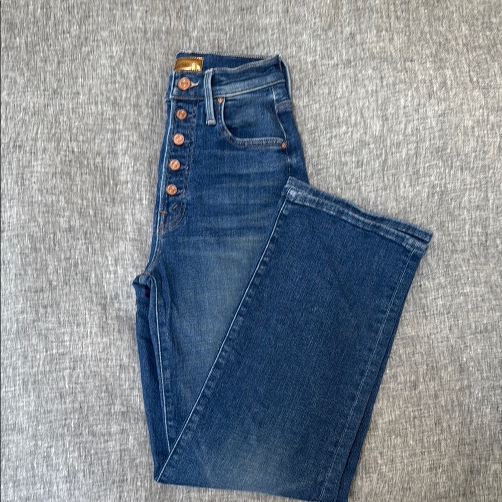 MOTHER High Rise Blue Jeans with Authentic Fading
